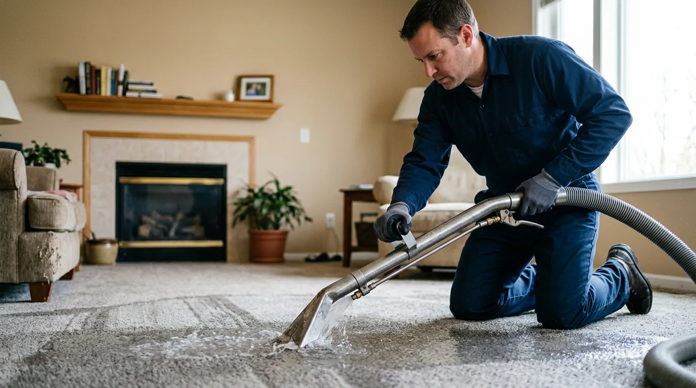 Water damage restoration technician working near Kansasville, WI